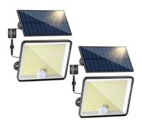 Peasur Lot de 2 Lampe Solaire Extérieur Détecteur de Mouvement, 348LED/ 3 Modes/Lumiere Solaire Jardin, Étanche IP65 eclairage Solaire avec Câble de 5M pour Garage Cour Allée