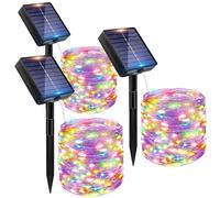 Peasur Lot de 3 Guirlande Solaire Exterieur, 3x12M 120 LED Golaire Extérieur IP65 Étanche, 8 Modes Guirlande Lumineuse Exterieure Solaire pour Jardin Terrasse Noël Mariage Fête, Multicolore