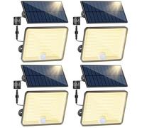 Peasur Lot de 4 Lampe Solaire Extérieur Détecteur de Mouvement, 348LED/ 3 Modes/Lumiere Solaire Jardin, Étanche IP65 eclairage Solaire avec Câble de 5M pour Garage Cour Allée