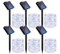Peasur Lot de 6 Guirlande Solaire Exterieur, 3x12M 120 LED Golaire Extérieur IP65 Étanche, 8 Modes Guirlande Lumineuse Exterieure Solaire pour Jardin Terrasse Noël Mariage Fête (Blanc Froid)