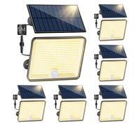 Peasur Lot de 6 Lampe Solaire Extérieur Détecteur de Mouvement, 348LED/ 3 Modes/Lumiere Solaire Jardin, Étanche IP65 eclairage Solaire avec Câble de 5M pour Garage Cour Allée
