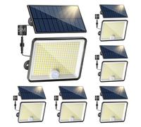 Peasur Lot de 6 Lampe Solaire Extérieur Détecteur de Mouvement, 348LED/ 3 Modes/Lumiere Solaire Jardin, Étanche IP65 eclairage Solaire avec Câble de 5M pour Garage Cour Allée