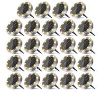 Peasur Lumiere Solaire Au Sol Lot de 24, Lampe Solaire Exterieur Jardin 8 LED, Étanche Spot Solaire Extérieur pour Chemins Allée Pelouse Terrasse Cour Piscine[Blanc Chaud]