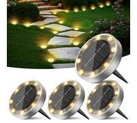 Peasur Lumiere Solaire Au Sol Lot de 4, Lampe Solaire Exterieur Jardin 8 LED, Étanche Spot Solaire Extérieur pour Chemins Allée Pelouse Terrasse Cour Piscine[Blanc Chaud]