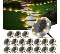 Peasur Spot Solaire Exterieur Jardin Lot de 18, Lumiere Solaire Au Sol 8 LED, Étanche Lampe Solaire Extérieur pour Chemins Allée Pelouse Terrasse Cour Piscine[Blanc Chaud]