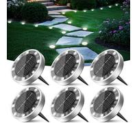 Peasur Spot Solaire Extérieur Lot de 6, Lampe Solaire Au Sol 8 LED, Étanche Lumiere Solaire Exterieur Jardin pour Chemins Allée Pelouse Terrasse Cour Piscine[Blanc Froid]