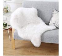 Peau de Mouton synthétique,Cozy Sensation comme véritable Laine Tapis , Fluffy Soft Longhair Décoratif (Blanc, 50 x 80 cm)
