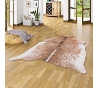 Tapis - PERGAMON - Peau de vache - Marron Crème - 77x100 cm - Synthétique