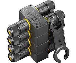 PEBA Connecteurs de Câbles Étanches IP68 avec oîte de Jonction 3 Voies pour 3 Fils - Raccord Étanche pour Jardin - Dérivation de Câble Ø4-12mm - Boîtier Électrique Extérieur Sécurisé, Lot de 4