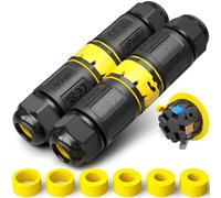 PEBA® Connecteurs de Câbles Étanches IP68 - Boîte de Jonction 5 Fils - Connecteurs Rapides Avec Fiche et Prise Pour Câble de 4-12mm de Diamètre - Boîte de Dérivation Pour Câble de Terre Noir 2 Pièces