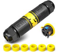 PEBA® Connecteurs de Câbles Étanches IP68 - Boîte de Jonction 5 Fils - Connecteurs Rapides Avec Fiche et Prise Pour Câble de 4-12mm de Diamètre - Boîte de Dérivation Pour Câble de Terre Noir