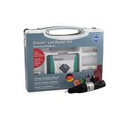 Pebaro 0208 Kit de gravure, 3 stylos abrasifs en céramique, 1 stylo abrasif diamanté, 1 foret, 2 fraises dans une mallette ; bricolage, gravure, décoration de verre, miroir, céramique, porcelaine,