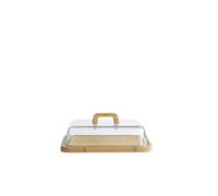 Cloche Fromage Gâteau rectangulaire verre Plateau bambou Pebbly