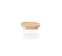 Boîte De Conservation Carrée - Pebbly - En Verre Et Bambou - 500ml