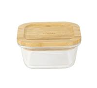 PEBBLY - Boîte Carrée en Verre avec Couvercle en Bambou - 520 ml - Conservez vos Aliments en Réduisant le Gaspillage et le Plastique, Une Cuisine Organisée et Esthétique