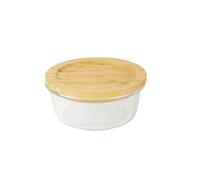 PEBBLY - Boîte Ronde en Verre avec Couvercle en Bambou - 620 ml - Conservez vos Aliments en Réduisant le Gaspillage et le Plastique, Une Cuisine Organisée et Esthétique