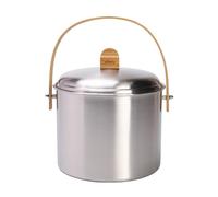 Pebbly Composteur NBA313 3,5 l, argent, acier inoxidable / bambou, Pebby