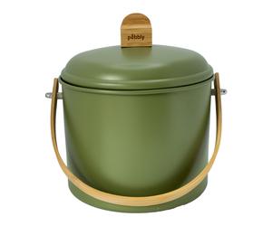 Pebbly Composteur NBA313 3,5 l, olive, acier / bambou, Pebby
