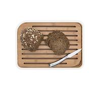 Pebbly - Grande Planche à Pain Blanche en Bambou Naturel - 36 x 26 cm - Avec Grille Amovible - Matériau Naturel et Résistant
