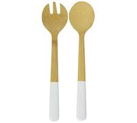Pebbly NBA105 Couverts à Salade, Bambou, Blanc, 31 x 10 x 5 cm | Servir Mélanger et Préparer, Longs Manches pour Tous Types de Saladier