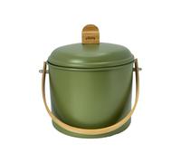 PEBBLY - Seau à Compost d'Intérieur en Acier et Anse en Bambou - Ø 19 x 21,5 cm - Filtre Anti-Odeur en Charbon Inclus, Seau Élégant, Durable, Léger et Résistant, sans Risque de Fuite