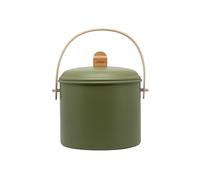PEBBLY - Seau à Compost d'Intérieur en Acier et Anse en Bambou - 7 litres - Ø 22 x 25 cm - Filtre Anti-Odeur en Charbon inclus, Seau Élégant, Durable, Léger et Résistant, Sans Risque de Fuite