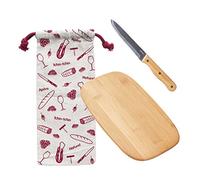 PEBBLY - Set Apéro (Planche à Découper, Couteau et Sac à Saucisson) - Lot de 3 - Indispensables pour un Apéritif Réussi, Matériaux Responsables