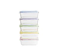 Pebbly Set batchcooking de 5 boites rectangulaires 850 ML | Lot de 5 x 850 ml, Lot de 5 Boîtes Indentifiables avec les Couleurs, Grande Contenance, Conservation et Transport