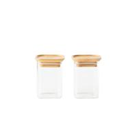 Pebbly Boîte de conservation carrée en verre 240 ml – Lot de 2
