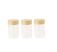 Pebbly Bocal de rangement PKV-030 75 ml verre et bambou – set de 3 pc