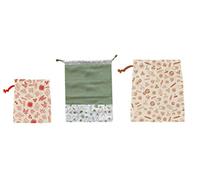 PEBBLY - Set de 3 Sacs Zéro Déchet en Coton Bio (1 Sac à Vrac + 1 Sac à Légumes + 1 Sac à Pain) - Lot de 3 - Sacs avec Cordon de Serrage, pour Stocker Vos Denrées et Réduire Le Gaspillage Alimentaire