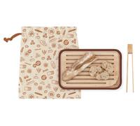 PEBBLY - Set du boulanger composé d'une planche à pain et pince à toast en bambou et sac à pain en coton bio