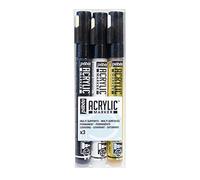 Pébéo 205503 Set 3 Decomarkers Peinture Noir/Blanc/Or Précieux 20,5 x 6 x 2 cm