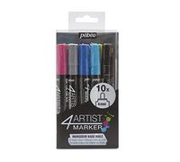 Pébéo Marqueurs 4Artist Marker – Indélébile permanent – Pointe ronde 4 mm – 10 couleurs – Multicolore
