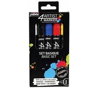 Pébéo 580891 4artist Marqueur 5 Pointes Aluminium Basique Jaune/Rouge/Bleu Foncé/Noir/Blanc 4 Mm