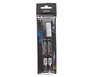 Pébéo 580896 4ARTIST Marker Set Duo 4+4MM, Peinture, Noir/Blanc, 21 x 8 x 3 cm