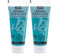 PEBEO 837358 Studio Acrylique Tube Vert/Bleu Iridescent 100 ml (Lot de 2)