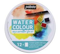 Pebeo - Ensemble de peinture - aquarelle - 12 couleurs - couleurs assorties - satin - fine - demi-plateau Multicolore G
