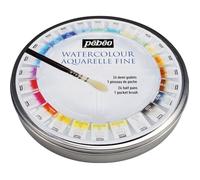 PEBEO Boîte en métal de 24 demi-godets d'aquarelle fine