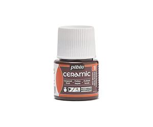 PEBEO - Ceramic - Couleur Opaque pour Terre Cuite, Céramique et Faïence - Effet Brillant - Finition Laquée - Flacon 45 brun, Brun Rouge 025-018