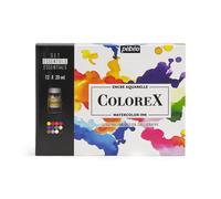 Pébéo Set d'encre aquarelle Colorex – 12 flacons de 20 ml, couleurs miscibles, rendu velouté