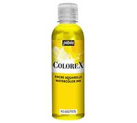 Pébéo - Encre Colorex 250 ML Jaune Primaire - Colorex Encre Aquarelle Pébéo - Encre jaune Rendu Velouté - Encre Dessin Multi-outil Tous Supports - 250 ML - Jaune Primaire