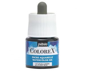 Pébéo - Encre Colorex 45 ML Bleu Lumière - Colorex Encre Aquarelle Pébéo - Encre bleu Rendu Velouté - Encre Dessin Multi-outil Tous Supports - 45 ML - Bleu Lumière