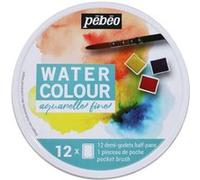 Pebeo - Ensemble de peinture - aquarelle - 12 couleurs - couleurs assorties - satin - fine - demi-plateau Multicolore G