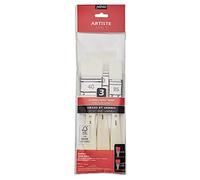Pebeo Gesso Lot de 3 pinceaux à vernis, fibre synthétique blanche, (plat 1.0, 2.0, 2.0 pouces (50 mm), angulaire 1,6" (40 mm), tige certifiée FSC