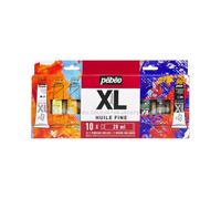 Pébéo Kit peinture à l'huile Huile Fine XL – 10 tubes 20 ml + pinceau – Couleurs assorties