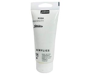 PÉBÉO Lot de 3 Peintures Studio Acrylique Tube Blanc de Titane 100 ml