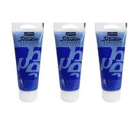 Pébéo Lot De 3 Peintures Studio Acrylique Tube Bleu Outremer Clair 100 Ml