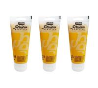 Pébéo Lot De 3 Peintures Studio Acrylique Tube Jaune Cadmium Moyen Imitation 100 Ml