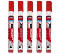 Pébéo Lot De 5 Marqueurs Acrylique Setacolor Spécial Cuir Mat Satiné Extra Fine Rouge Intense